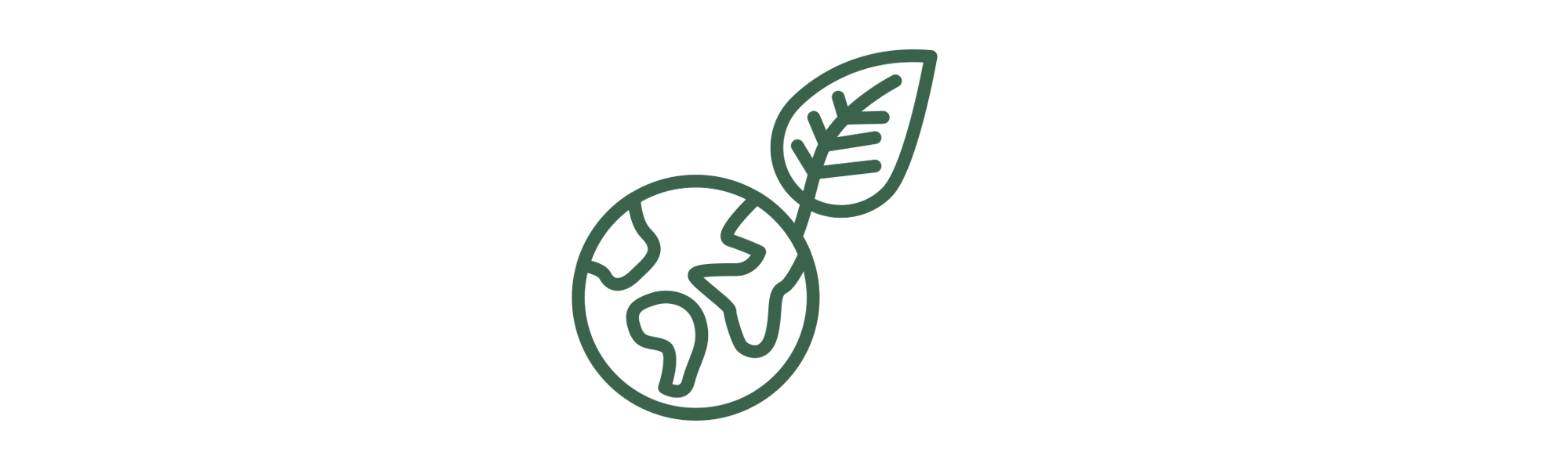 A green drawing of the earth with a leaf growing out of it.
