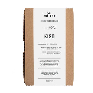 The Motley Kiso Fragrance packaged in a cardboard box with a white label against a white background.