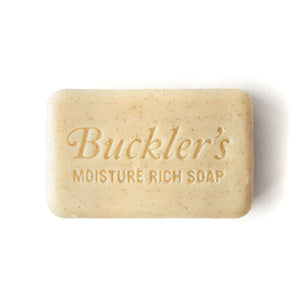 The cream-colored Buckler's Moisture Rich Soap against a white background.