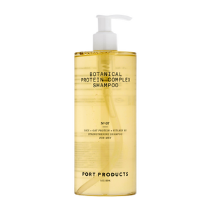 Port Products Botanical Protein Complex Shampoo bottle with gold liquid on white background